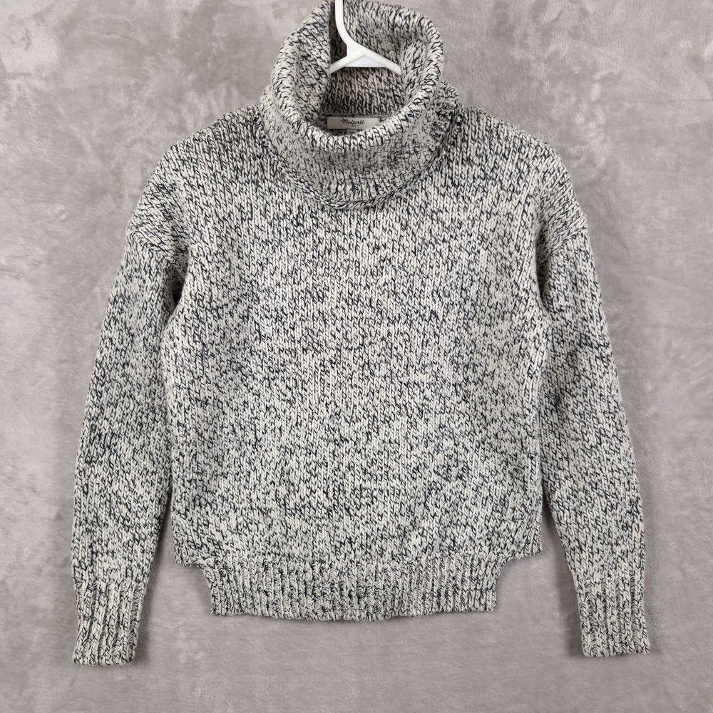 Madewell Sweater Size XS Boxy Relaxed Heathered Beige Turtleneck Wool Blend